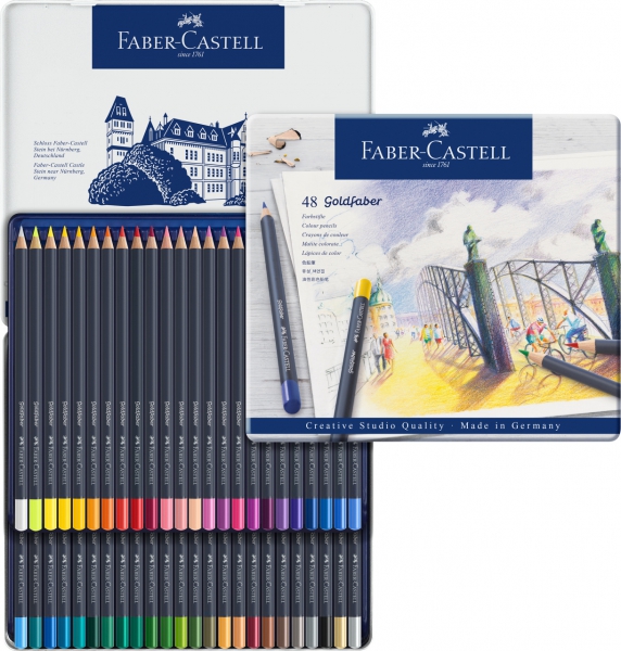 Creioane Colorate 48 Culori Goldfaber Cutie Metal Faber-Castell [2]